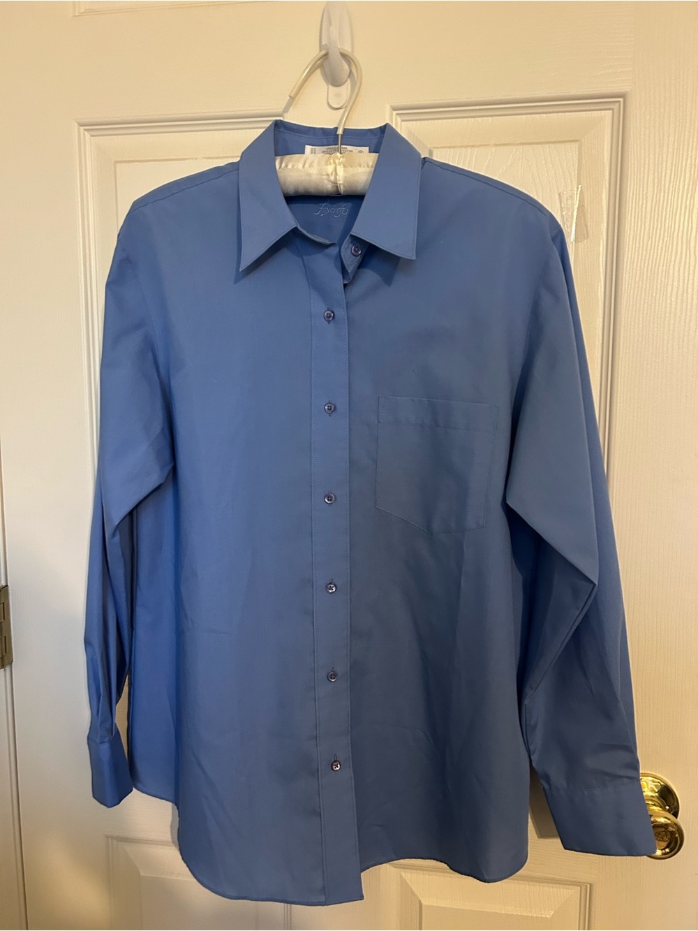 Foxcroft women’s Blue Wrinkle-Free Long Sleeve Butggton-Down Shirt Size 8 - Picture 2 of 8